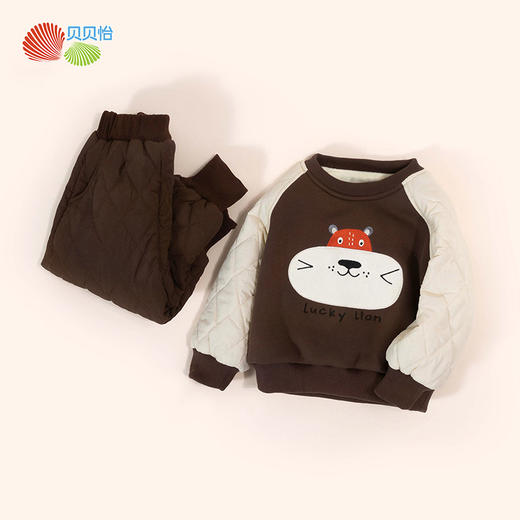 贝贝怡童装男童加绒套装冬新保暖卫衣时尚裤子中大童两件套ZB4CT003 商品图7