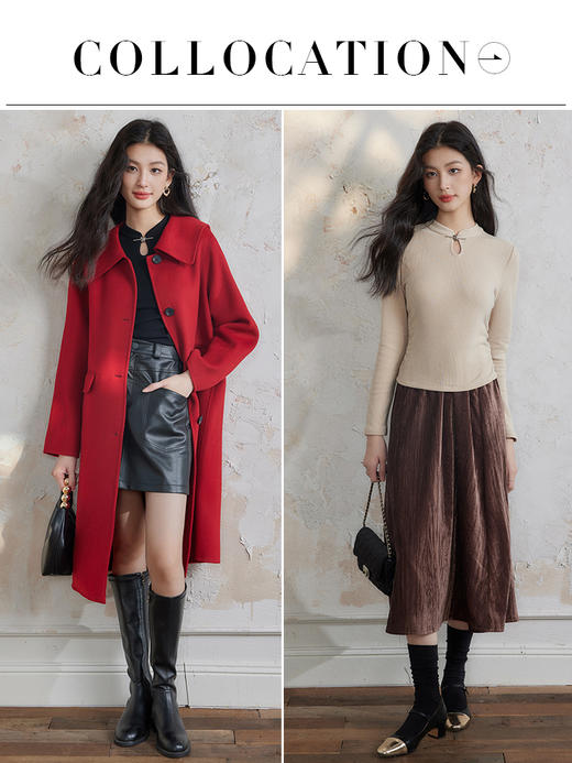 【年终特卖】熙世界新中式蝴蝶银扣磨绒针织打底衫女秋冬弹力内搭修身显瘦上衣 商品图4