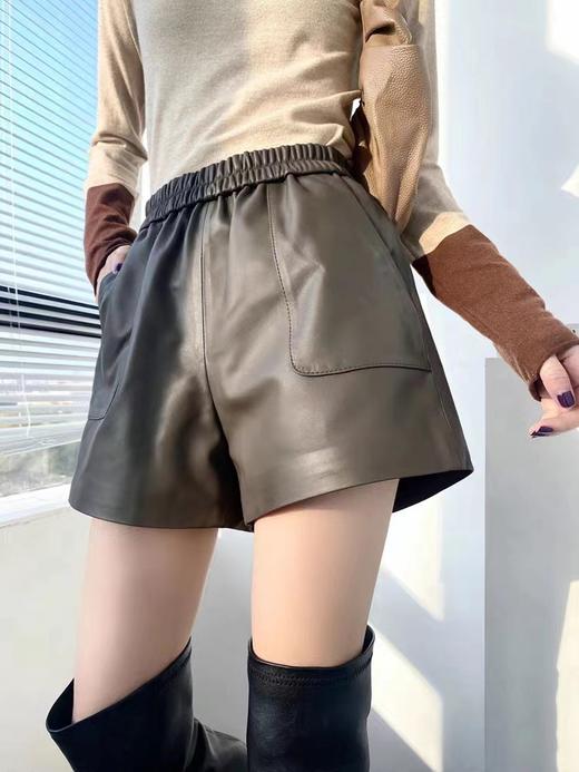 丁摩 海宁真皮短裤绵羊皮高腰显瘦靴裤子2869 商品图1