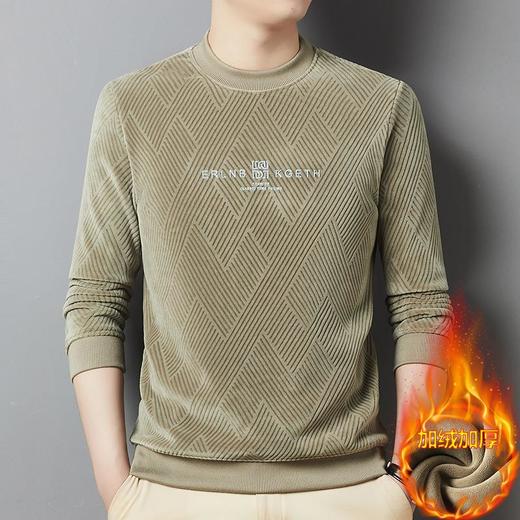 爆款加绒加厚针织衫男士秋冬季新款简约百搭潮流打底衫毛衣男 商品图1