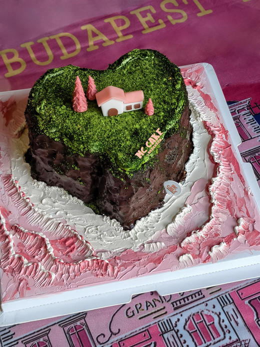 微景观|粉色爱心海岛蛋糕 商品图0