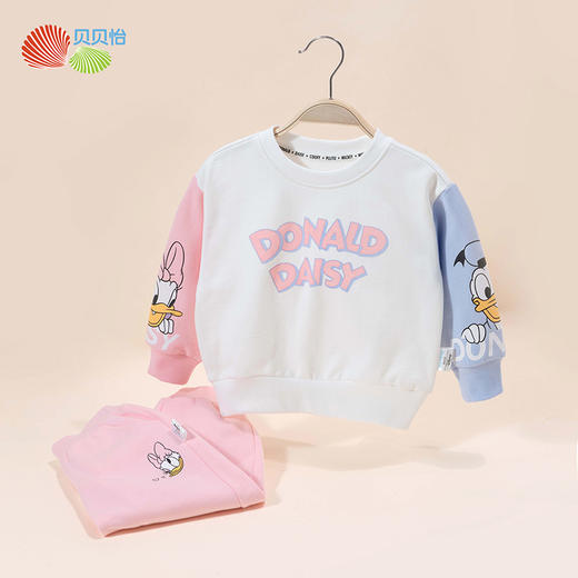 贝贝怡迪士尼联名女童卫衣套装秋冬新款加绒保暖中大童冬装两件套ZB3CT005 商品图5