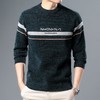 雪貂男士针织衫冬季新款加绒加厚条纹印花雪尼尔保暖休闲毛衣 商品缩略图1
