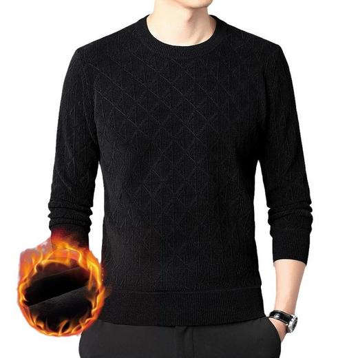 雪尼尔格子提花毛衣冬季加绒加厚休闲百搭圆领针织打底衫 商品图4