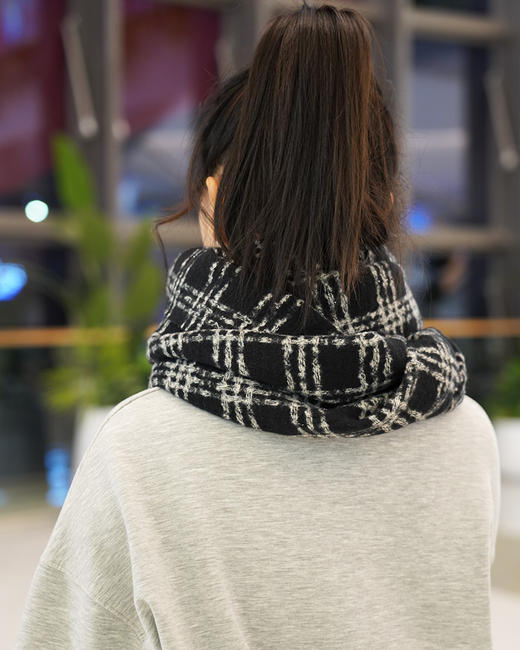 新款韩版仿羊绒流苏格子小香风围巾加厚保暖围脖男女情侣款PS20834 商品图2