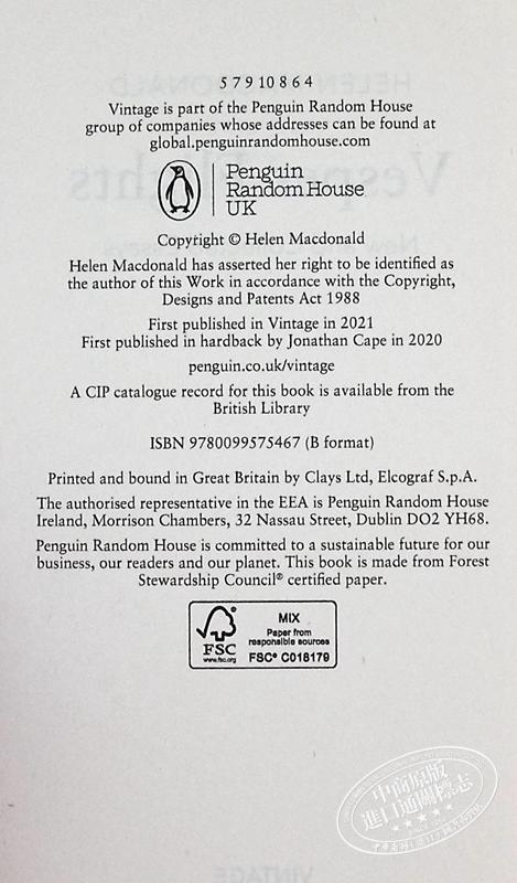 【中商原版】海伦 麦克唐纳 在黄昏起飞 Vesper Flights 英文原版 Helen Macdonald 商品图3
