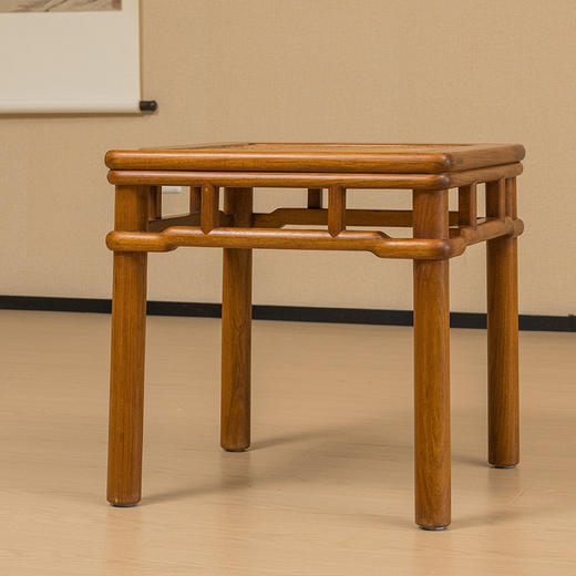 二十世纪 黄花梨圆包圆罗锅枨矮栳方凳 商品图3