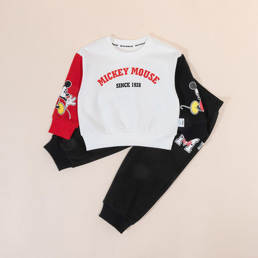 贝贝怡迪士尼联名童装男女童卫衣套装加绒秋冬加厚裤子休闲两件套ZB3CT006 商品图5