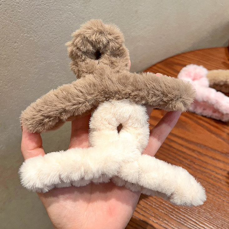 【赠品】秋冬款大号毛绒抓夹，白色/浅咖/深咖/卡其 4个颜色任意选择