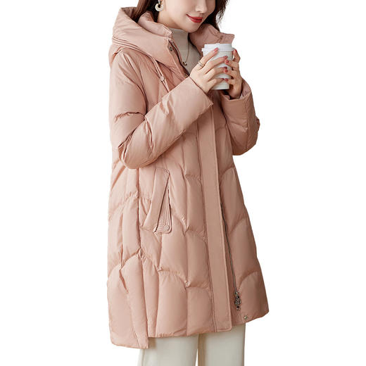 LS52391601 鹅绒服女羽绒服中长款气质洋气高端宽松连帽减龄休闲保暖外套潮 商品图4