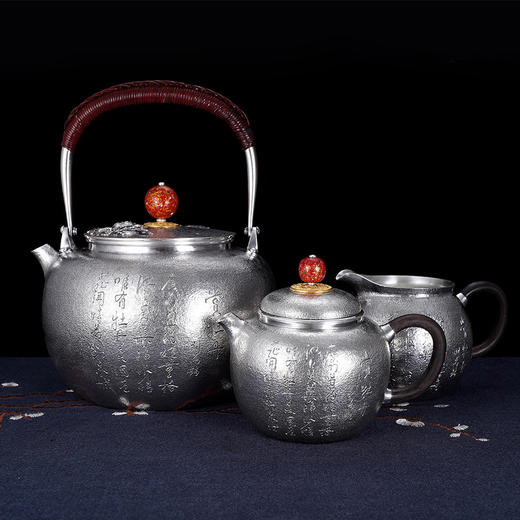 子佩集S990银【国色天香】牡丹提梁壶小茶壶公道杯摆件茶具套装【MH003】【MH005】【MH006】2311 商品图2