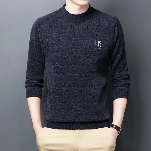 男士秋冬季新款雪尼尔加绒针织衫中年毛衣男装打底衫上衣 商品图3