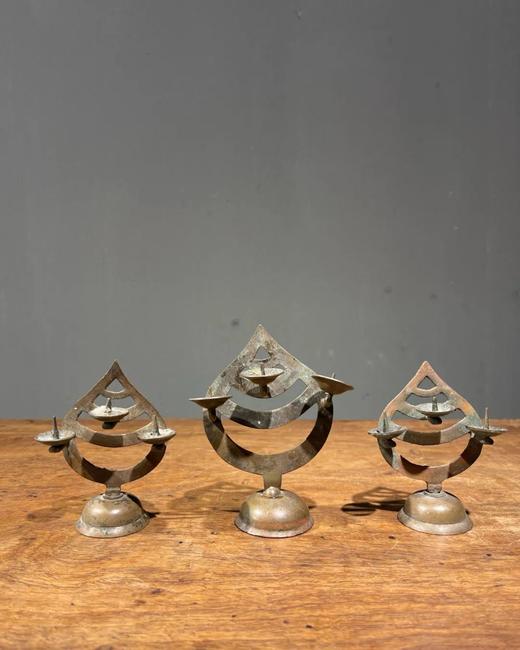 青铜火焰型三叉烛台共三件，顺丰包邮 商品图1