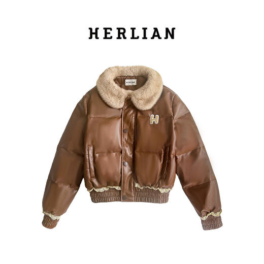 HL2CAWSK1361 蕾丝边毛毛领羽绒服 商品图1