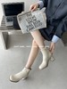 新品女士单层粗跟方头时尚矮靴962B35525（W） 商品缩略图3