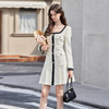 法式小香风米白色连衣裙秋冬新款气质小个子百褶短裙V2138567 商品缩略图0