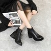 新品女士牛皮一脚蹬粗跟厚底女矮靴803B35575 商品缩略图1
