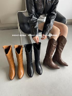 新品女士单层尖头骑士高靴962B35543（W）