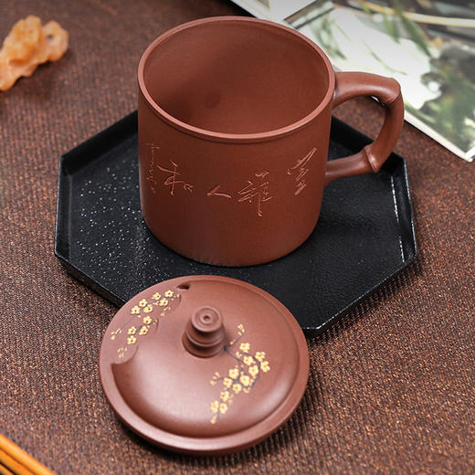 智慧-室雅人和紫砂杯420CC陶灵宜兴紫砂杯茶杯带盖杯子水杯男士泥绘纯手工全大容量室雅人和【不支持补差，非质量问题不退不换】S 商品图5