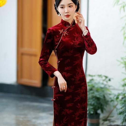 SYG-680碎花连衣裙长袖女高贵气质秋冬旗袍 商品图5