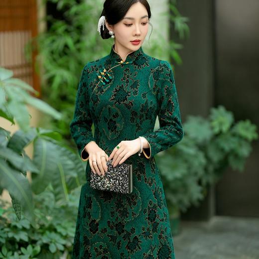 SYG-737旗袍冬款加厚水貂绒长款时尚显瘦复古高档连衣裙 商品图2