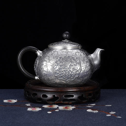 子佩集S999银【八宝祥瑞】提梁壶小茶壶公道杯摆件茶具套装【ZJ014】【ZJ015】【ZJ016】2311 商品图7