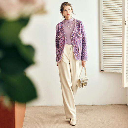 OLrain欧芮儿法式灯芯绒休闲裤女秋冬2023新款高腰直筒阔腿拖地裤 商品图2