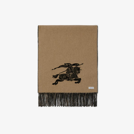 【三】BURBERRY 巴宝莉 女士双面两用马术骑士徽标羊绒围巾 黑色 8078783 A7129 商品图2