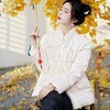 XYDYS7217 2023秋冬新中式女装唐装外套白色盘扣外套高级感国风白鸭绒羽绒服 商品缩略图3