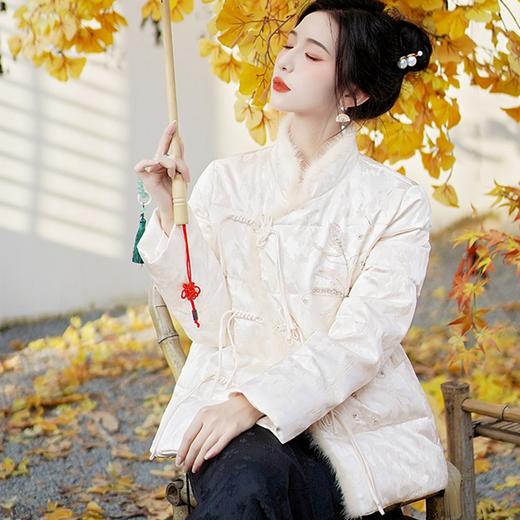 XYDYS7217 2023秋冬新中式女装唐装外套白色盘扣外套高级感国风白鸭绒羽绒服 商品图3
