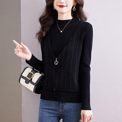 KQL E231N3289小众设计轻奢减龄假两件显瘦上衣 商品图1