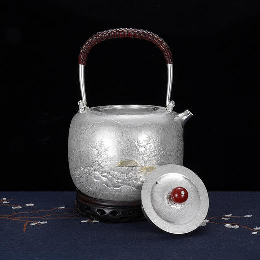子佩集S999银【云影仙踪】嵌金提梁壶小茶壶公道杯摆件茶杯摆件茶具套装【ZJ011】【ZJ002】【ZJ003】【ZJ013】原创作品2311 商品图3