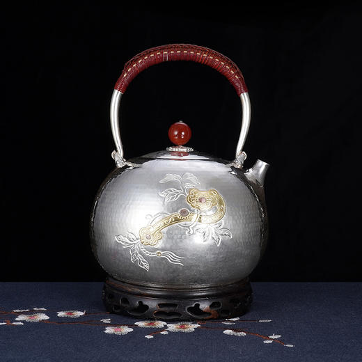 子佩集S999银【如意令】嵌金提梁壶小茶壶公道杯摆件茶杯摆件茶具套装【ZJ007】【ZJ005】【ZJ006】【ZJ012】2311 商品图1