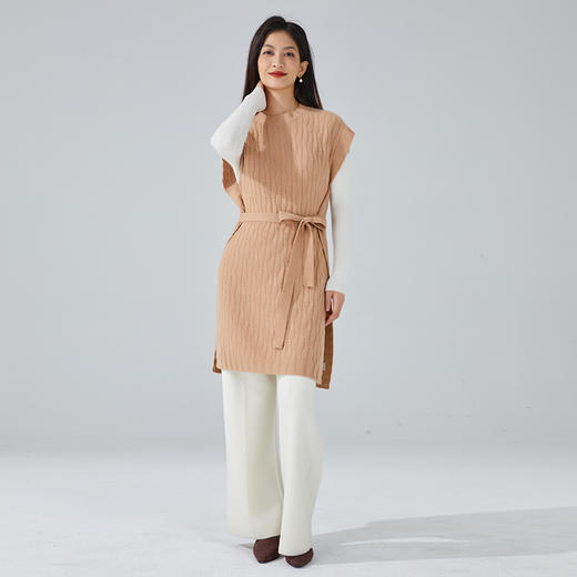 东黎 • 山羊绒女士秋冬宽松系带无袖气质中长裙 3016 商品图1