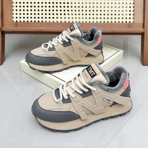 冬季新款【厚底老爹鞋】休闲百搭学生运动鞋女 加绒加厚棉鞋  商品图1