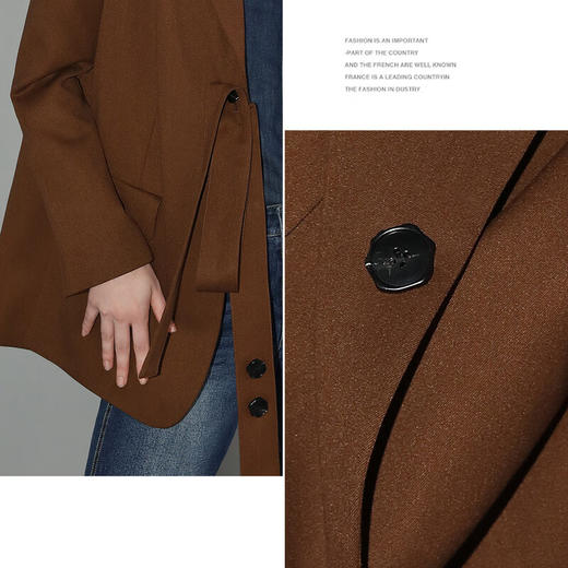 COCOBELLA美拉德穿搭开叉精纺西装多穿法腰带通勤西服SI3002 商品图4