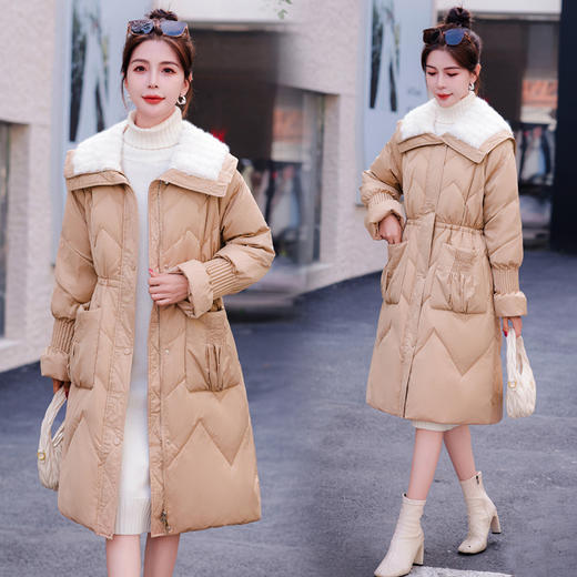 小香风羽绒服女中长款，时尚大翻领收腰加厚保暖羽绒服HR-YJLY8081 商品图0