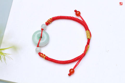[ 愿 ]  天然翡翠平安扣红绳 商品图0