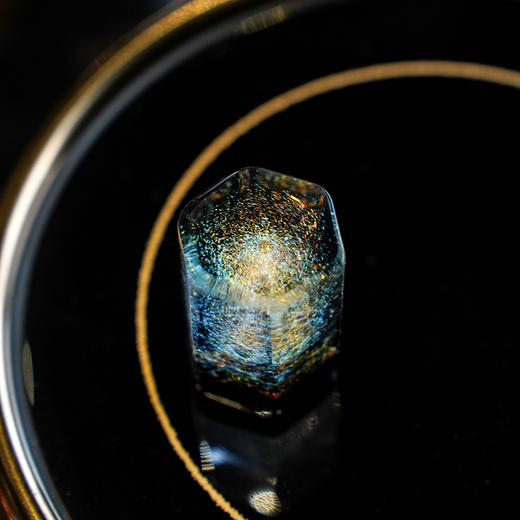 岚工坊六方晶面星空盖置 定制款耐热玻璃高端盖碗茶具配件高档手工摆件盖托 商品图5
