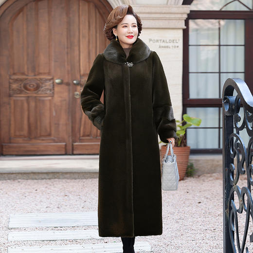 FW 2612妈妈水貂绒大衣过膝外套仿皮草加厚时尚外套 商品图1