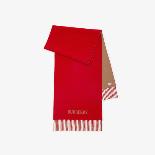 BURBERRY 巴宝莉 女士双面两用马术骑士徽标羊绒围巾 红色 8078786 B7308 商品图0