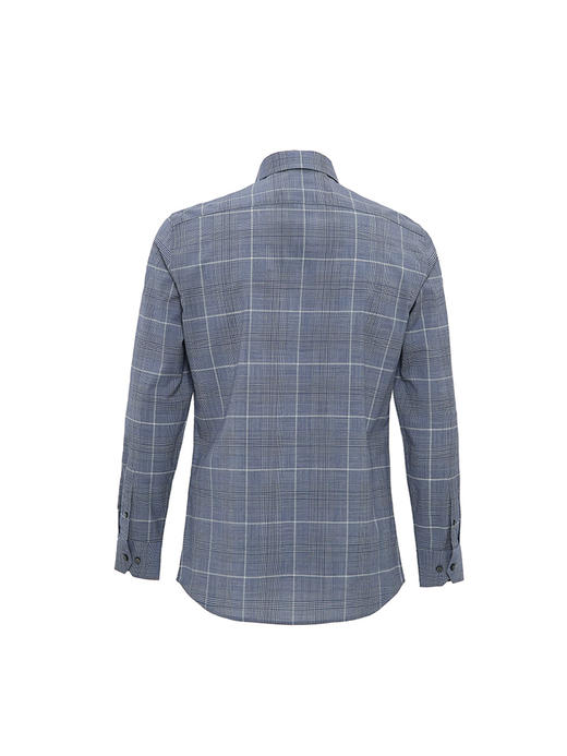 callisto蓝色全绵羊毛窗型套格长袖衬衫 FSSTL248C 商品图2