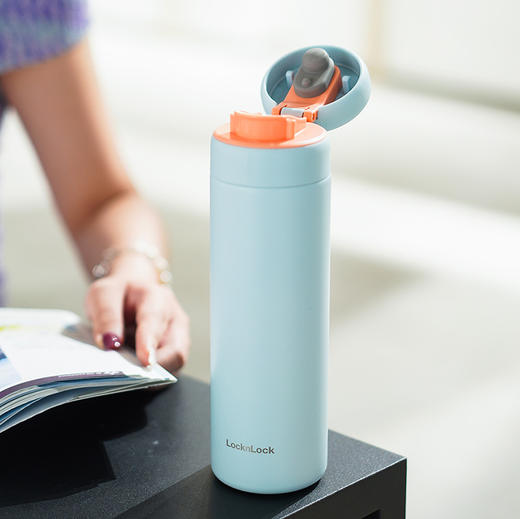 LHC3290BLU 乐扣乐扣立立推盖保温杯450mL（蓝） 商品图1