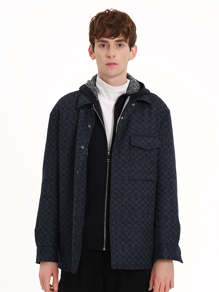 callisto藏青羊毛混纺羽绒夹克 FSFED050C