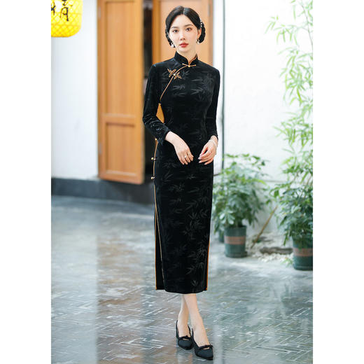 SYG-680碎花连衣裙长袖女高贵气质秋冬旗袍 商品图1