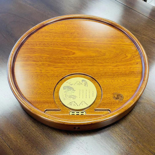 龙福刚果花梨迎客松圆形茶盘（约40*40cm） 商品图4