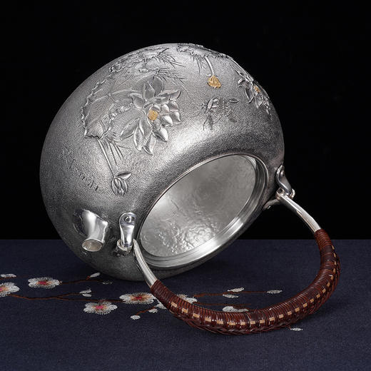 子佩集S990银【君子爱莲】提梁壶小茶壶公道杯摆件茶具套装【HY001】【HY002】【HY003】原创作品2311 商品图7