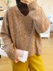 100%羊毛花纱V领宽松毛衫 商品缩略图0