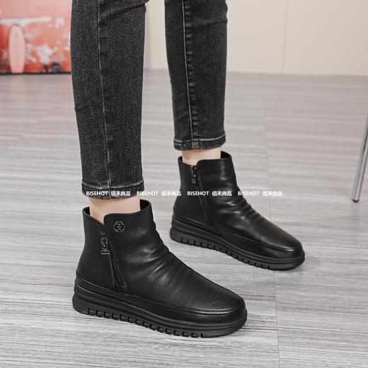 新品女士牛皮一脚蹬宽松版型增高女矮靴803B35576（W） 商品图2