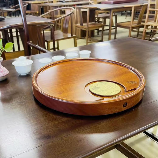 龙福刚果花梨迎客松圆形茶盘（约40*40cm） 商品图3